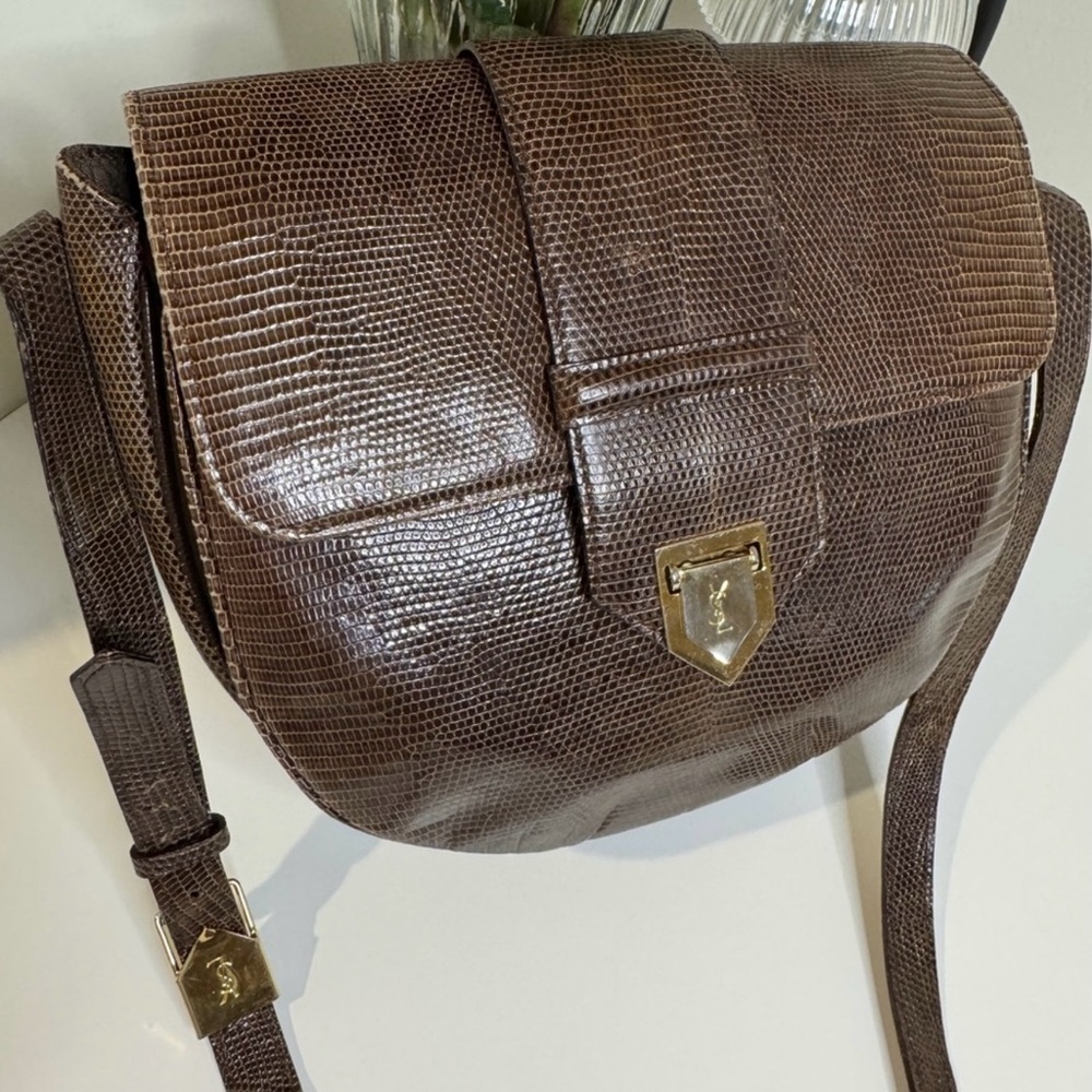 Yves Saint Laurent Vintage Lizard Leather Shoulder Bag
